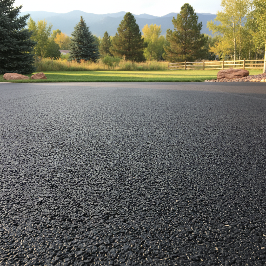 Completed driveway paving work at a residential property in Longmont, CO