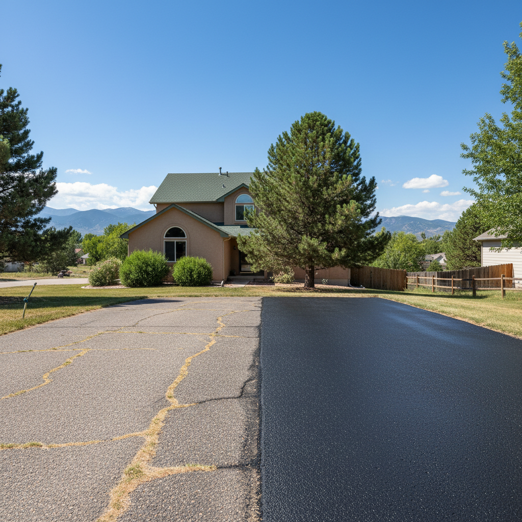 Completed slurry coating work at a residential property in Fort Collins, CO