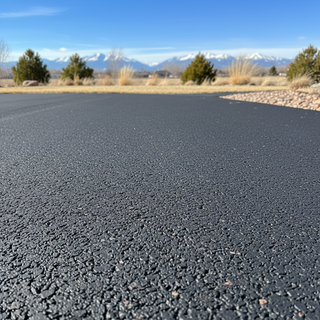 Completed driveway paving work at a residential property in Longmont, CO