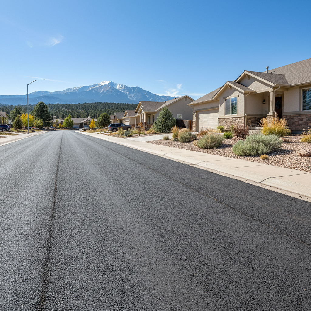 Completed asphalt milling work at a residential property in Colorado Springs, CO