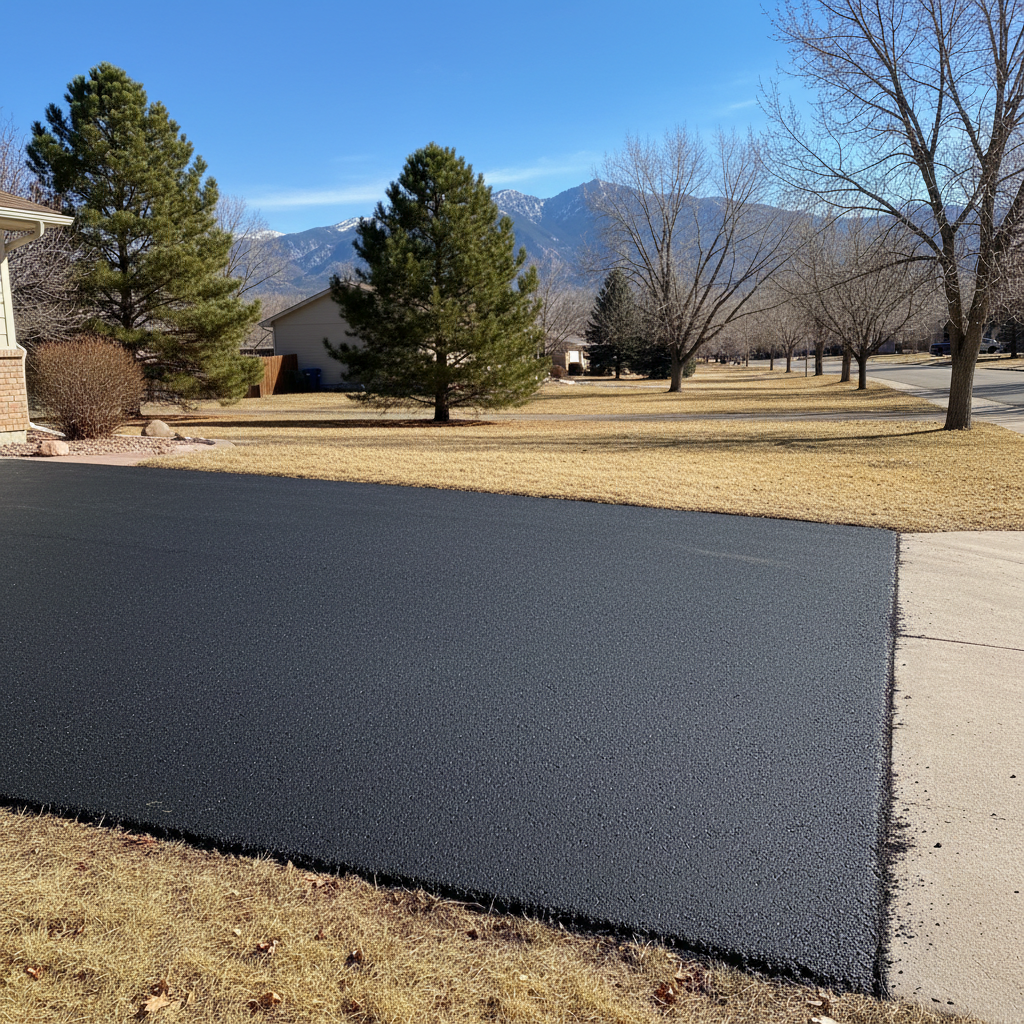Completed asphalt patching work at a residential property in Westminster, CO