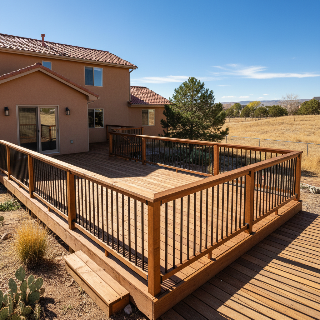 Completed deck railing installation work at a residential property in Pueblo, CO