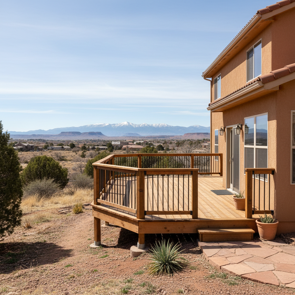 Completed deck railing installation work at a residential property in Pueblo, CO