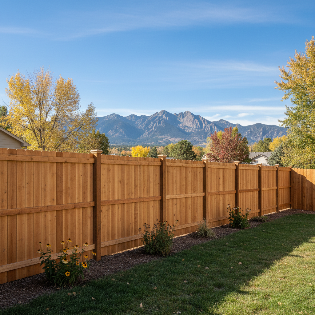 Completed privacy fence installation work at a residential property in Boulder, CO