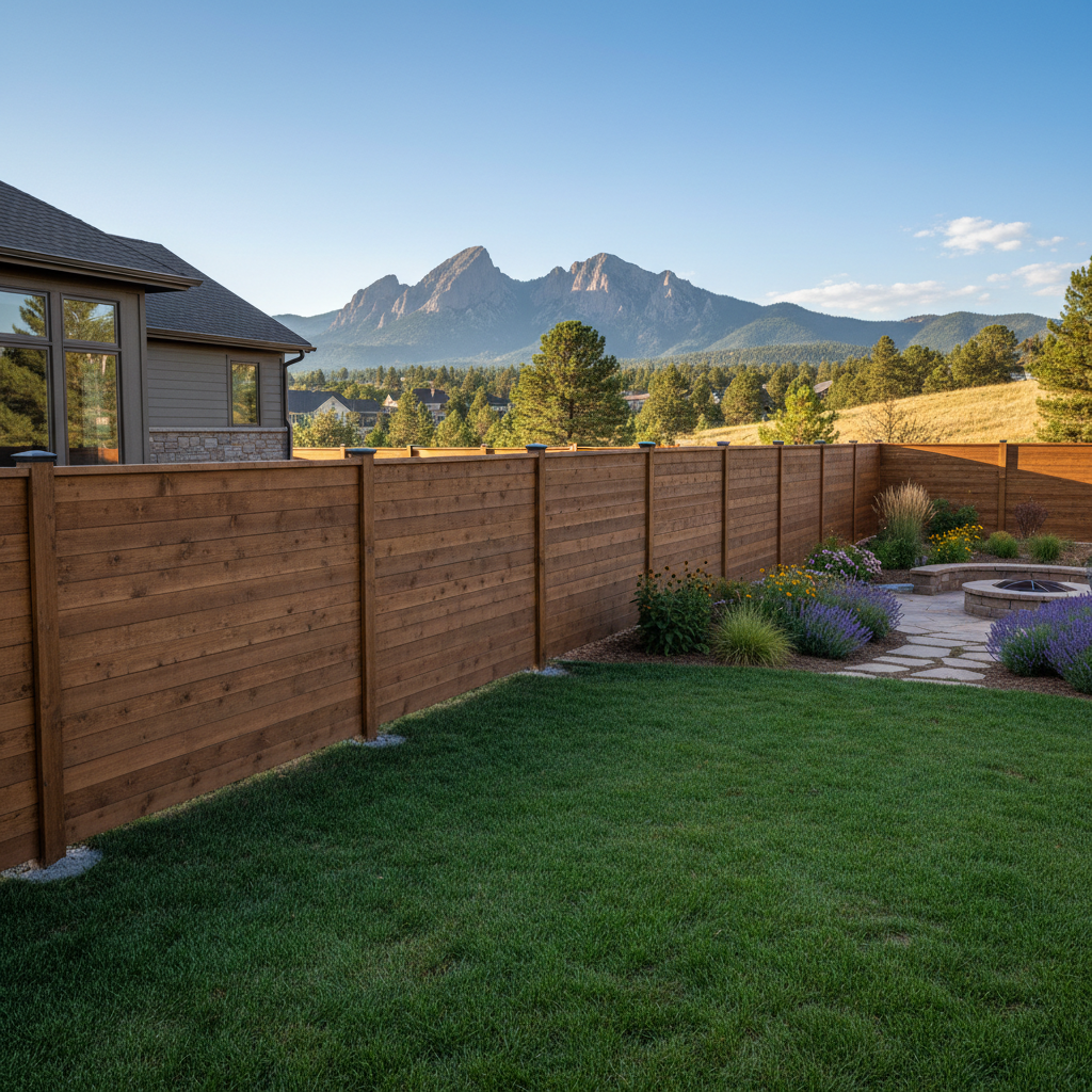 Completed privacy fence installation work at a residential property in Boulder, CO