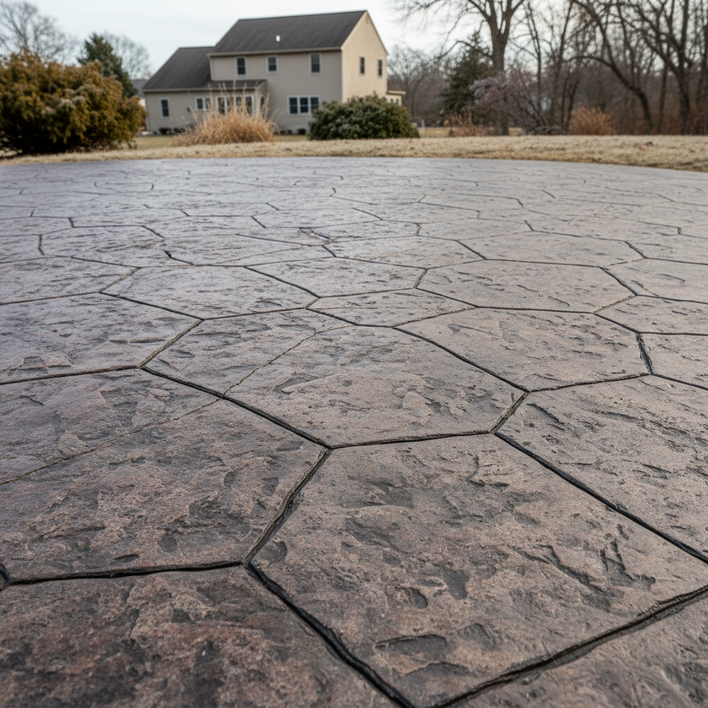 Completed decorative concrete work at a residential property in East Haven, CT