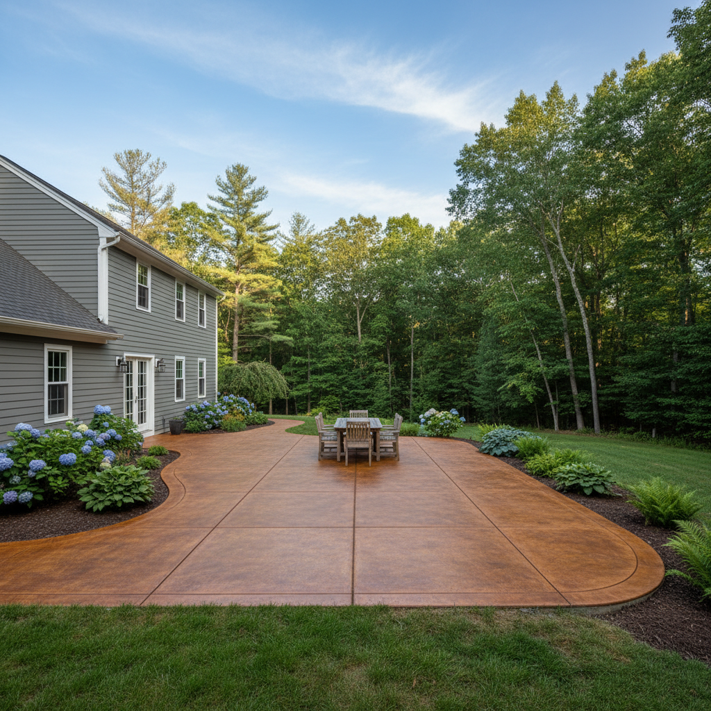 Completed concrete staining work at a residential property in Manchester, CT