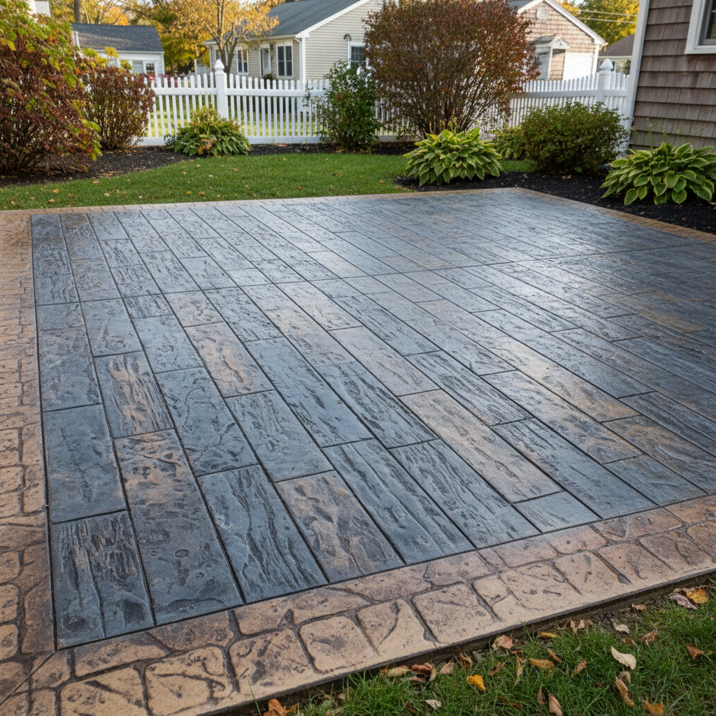 Completed decorative concrete work at a residential property in East Haven, CT