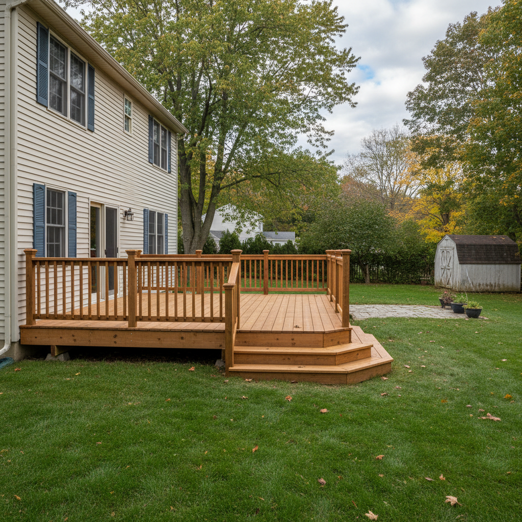 Completed deck repair work at a residential property in Milford, CT