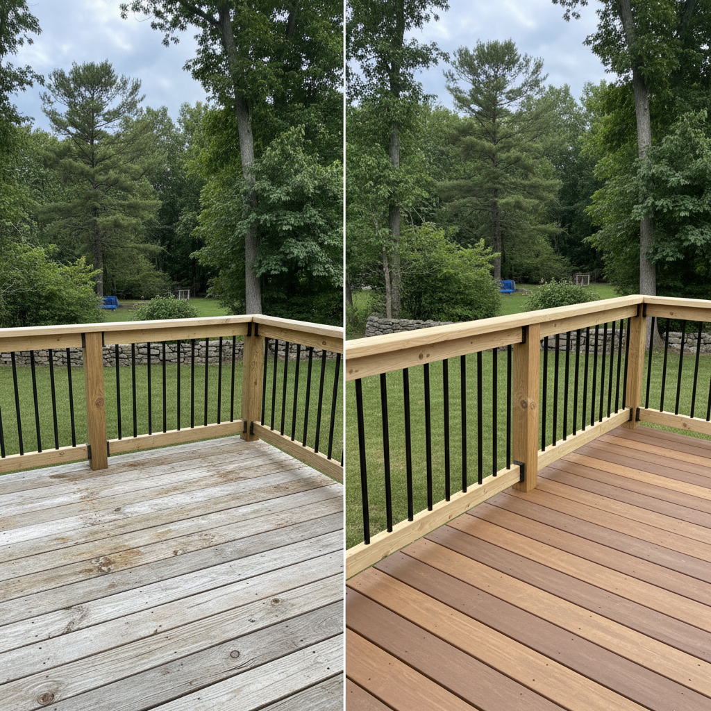Completed deck railing installation work at a residential property in New Haven, CT