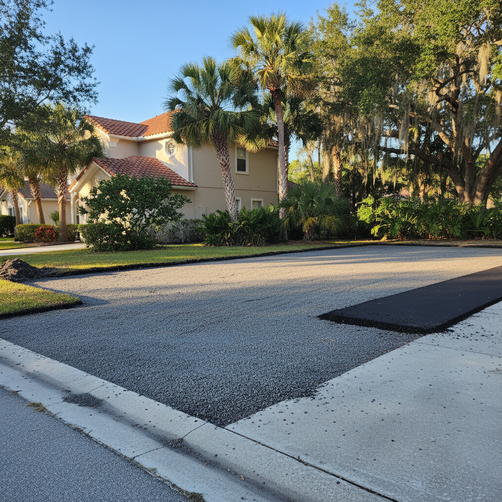 Completed asphalt milling work at a residential property in Jacksonville, FL