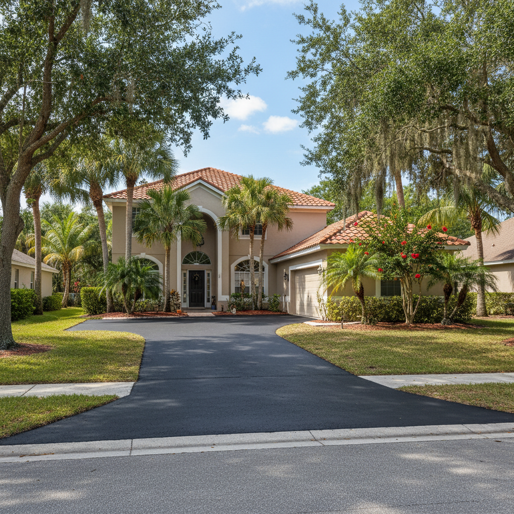 Completed asphalt paving work at a residential property in NEW PRT RCHY, FL
