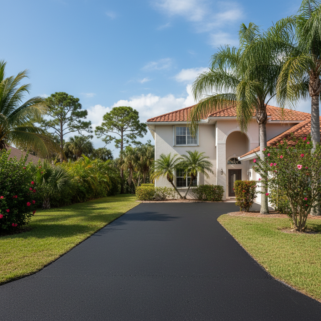 Completed residential asphalt work at a residential property in St James City, FL