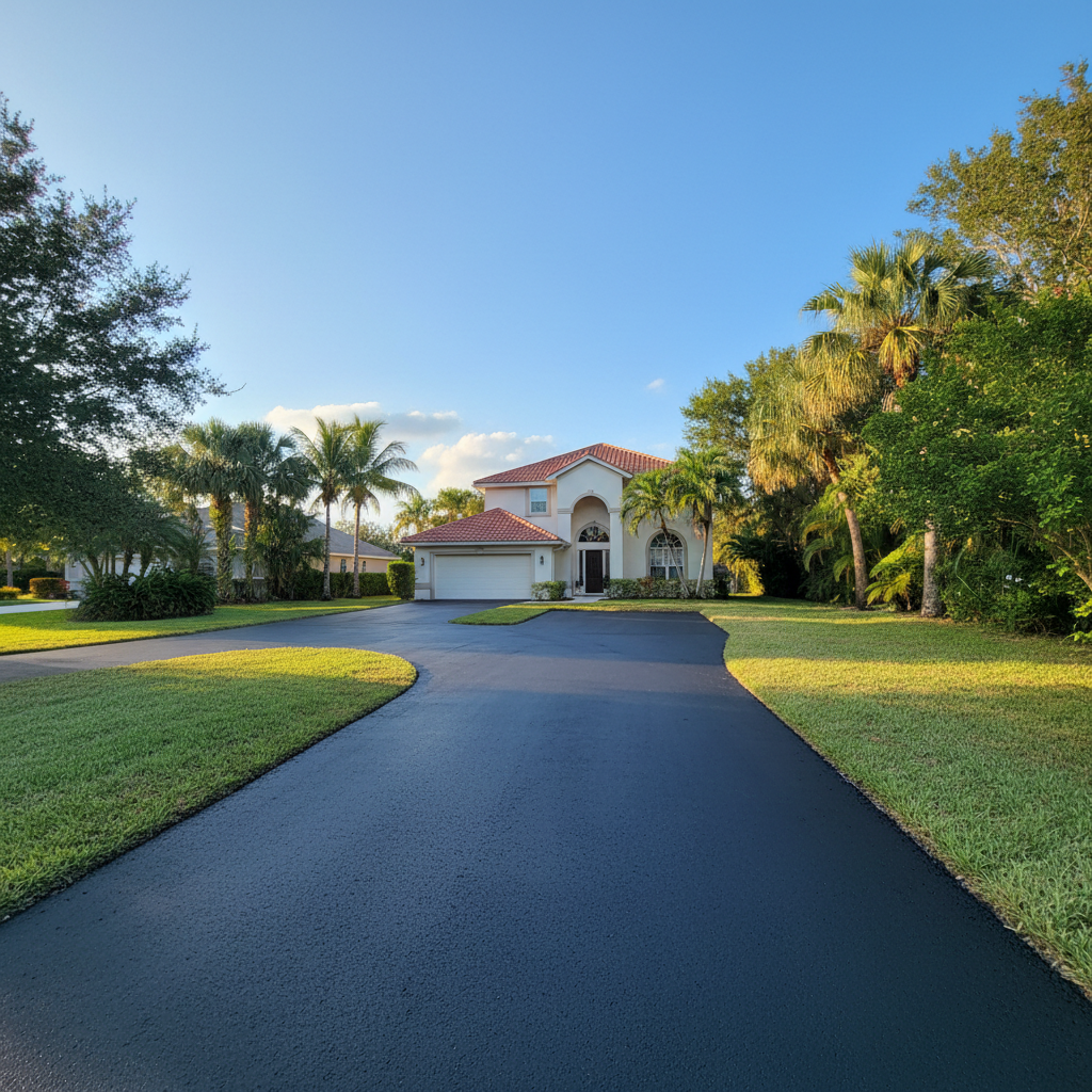 Completed asphalt paving work at a residential property in NEW PRT RCHY, FL