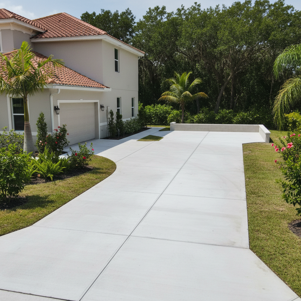 Completed concrete installation work at a residential property in Miramar, FL