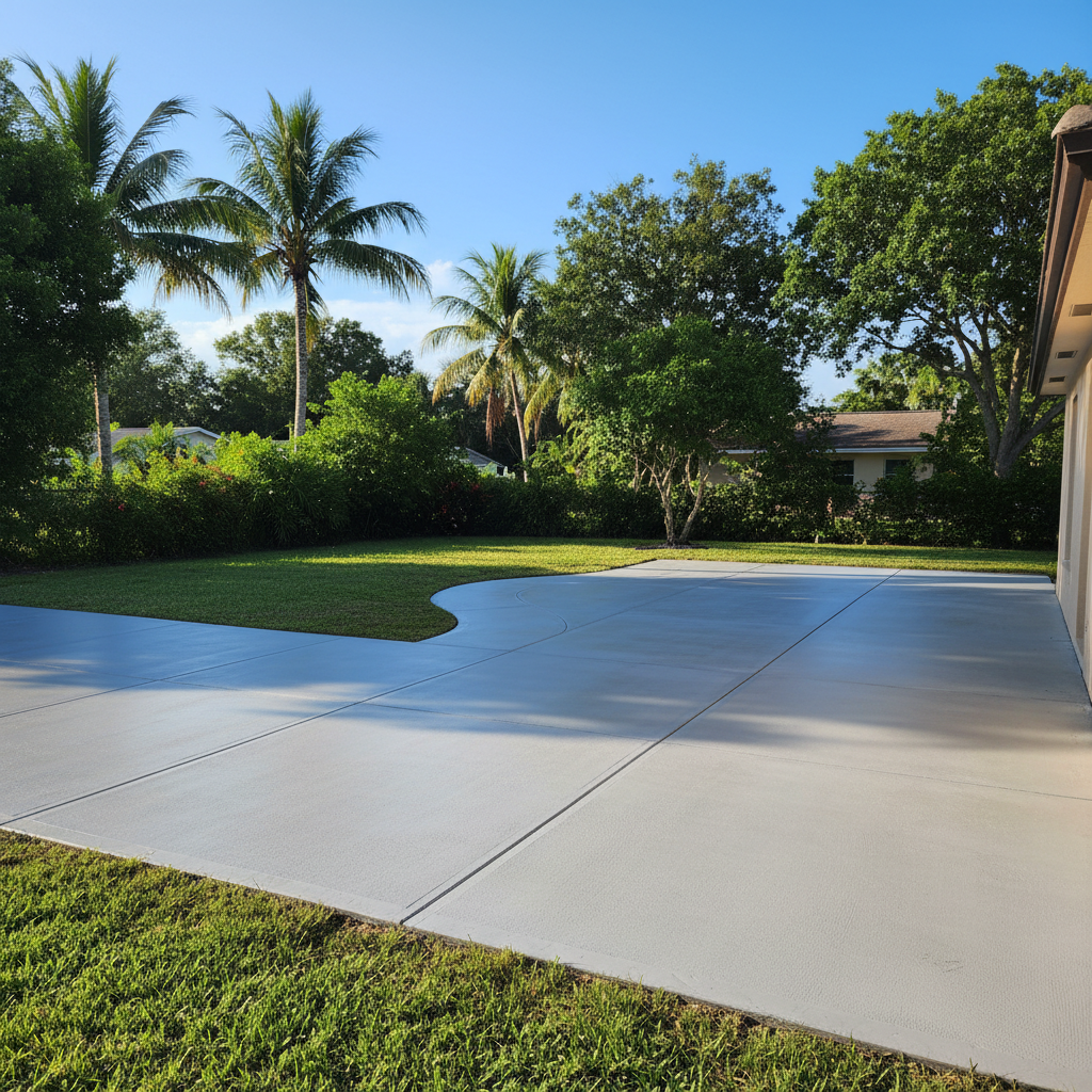 Completed concrete installation work at a residential property in Miramar, FL