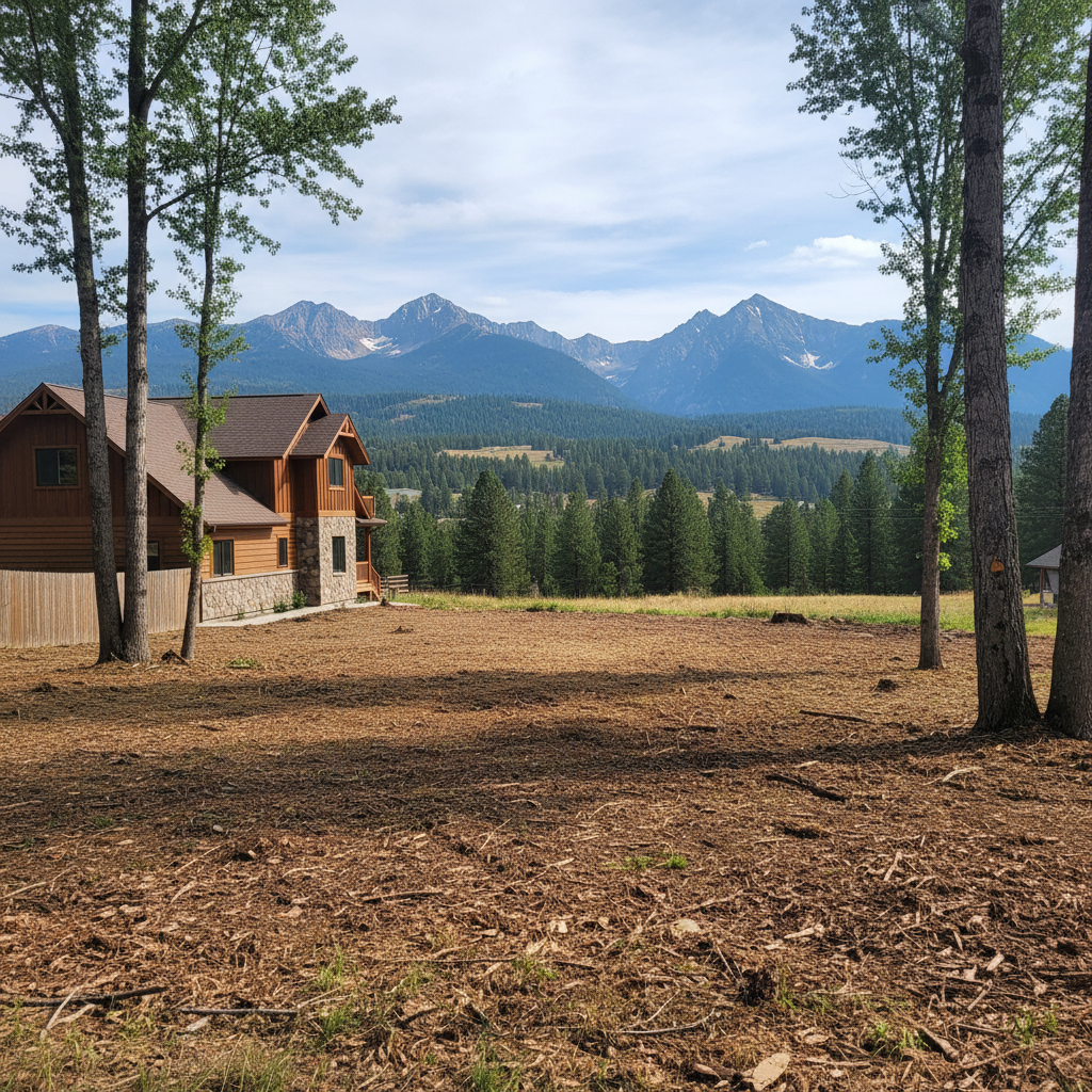 Completed lot clearing work at a residential property in Missoula, MT