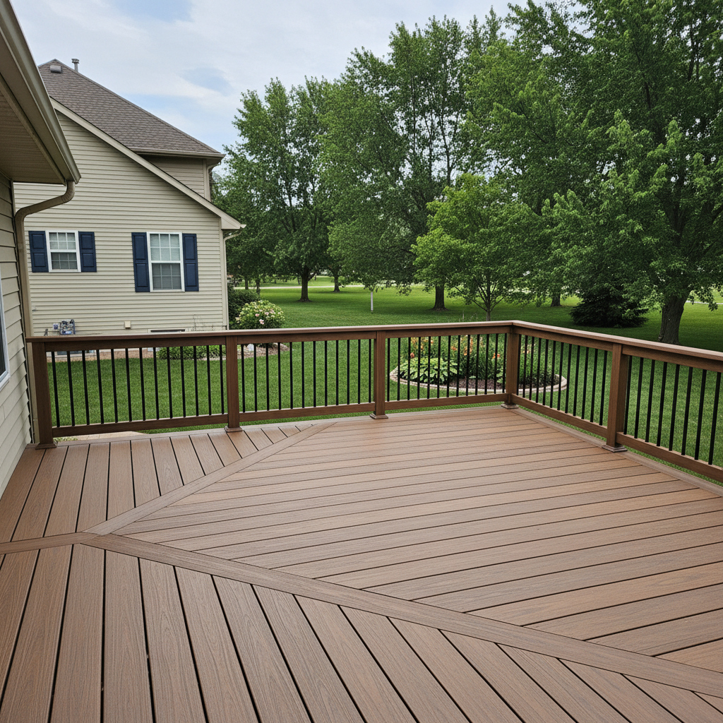 Completed deck construction work at a residential property in Bellevue, NE