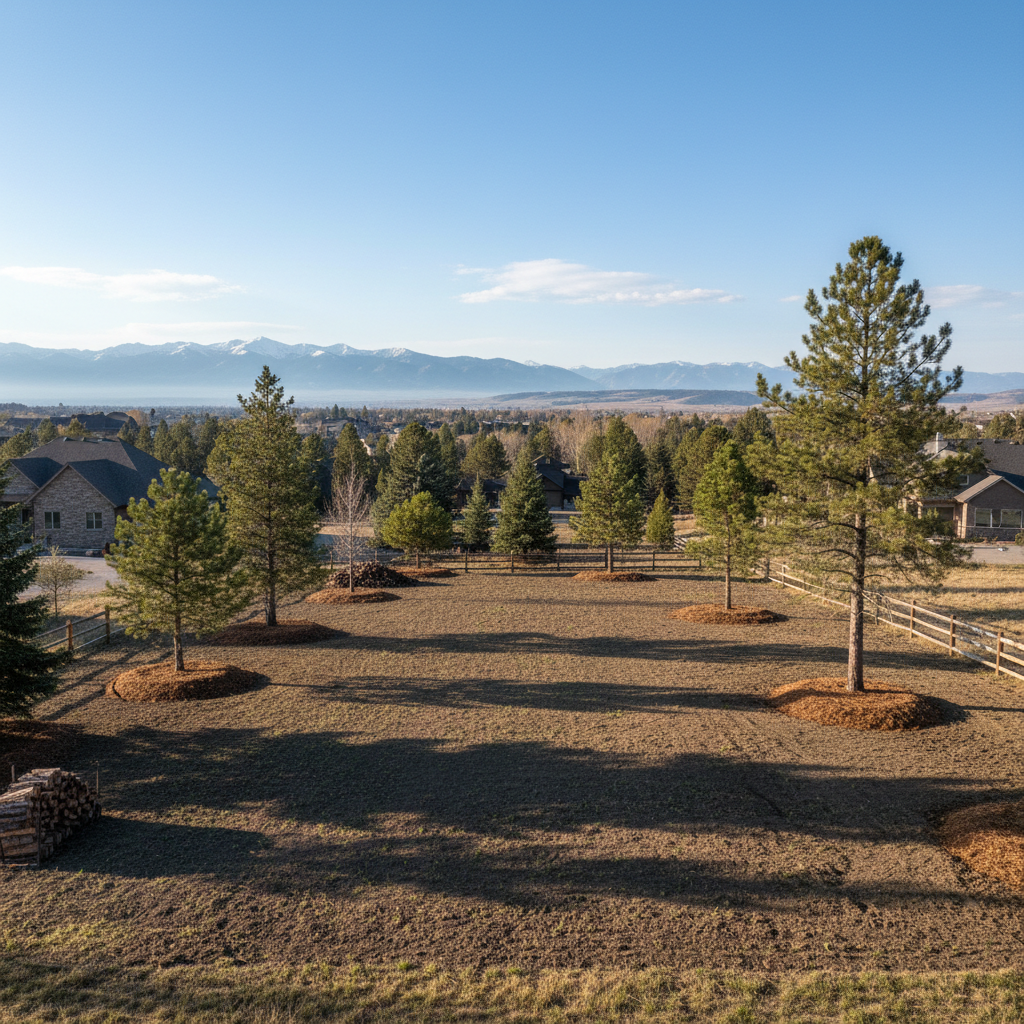 Completed land clearing work at a residential property in Great Falls, MT