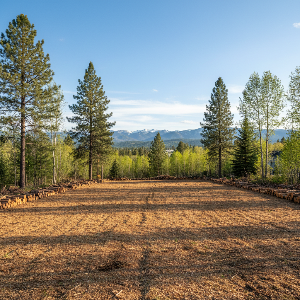 Completed lot clearing work at a residential property in Missoula, MT