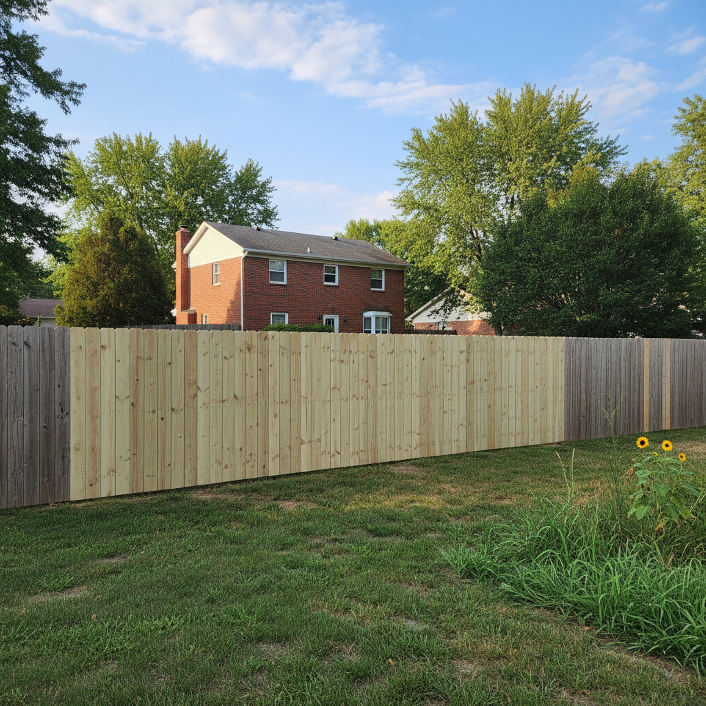 Completed fence repair work at a residential property in Bellevue, NE