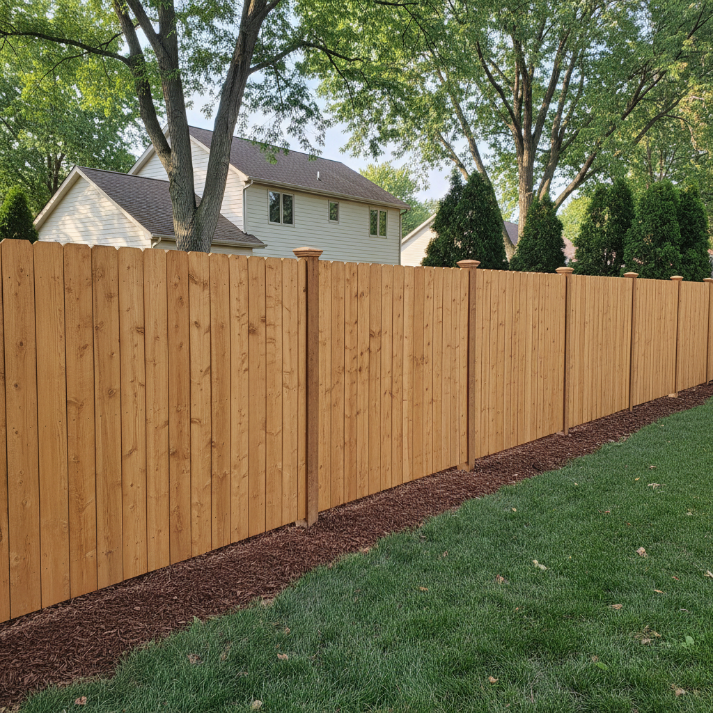 Completed privacy fence installation work at a residential property in Omaha, NE