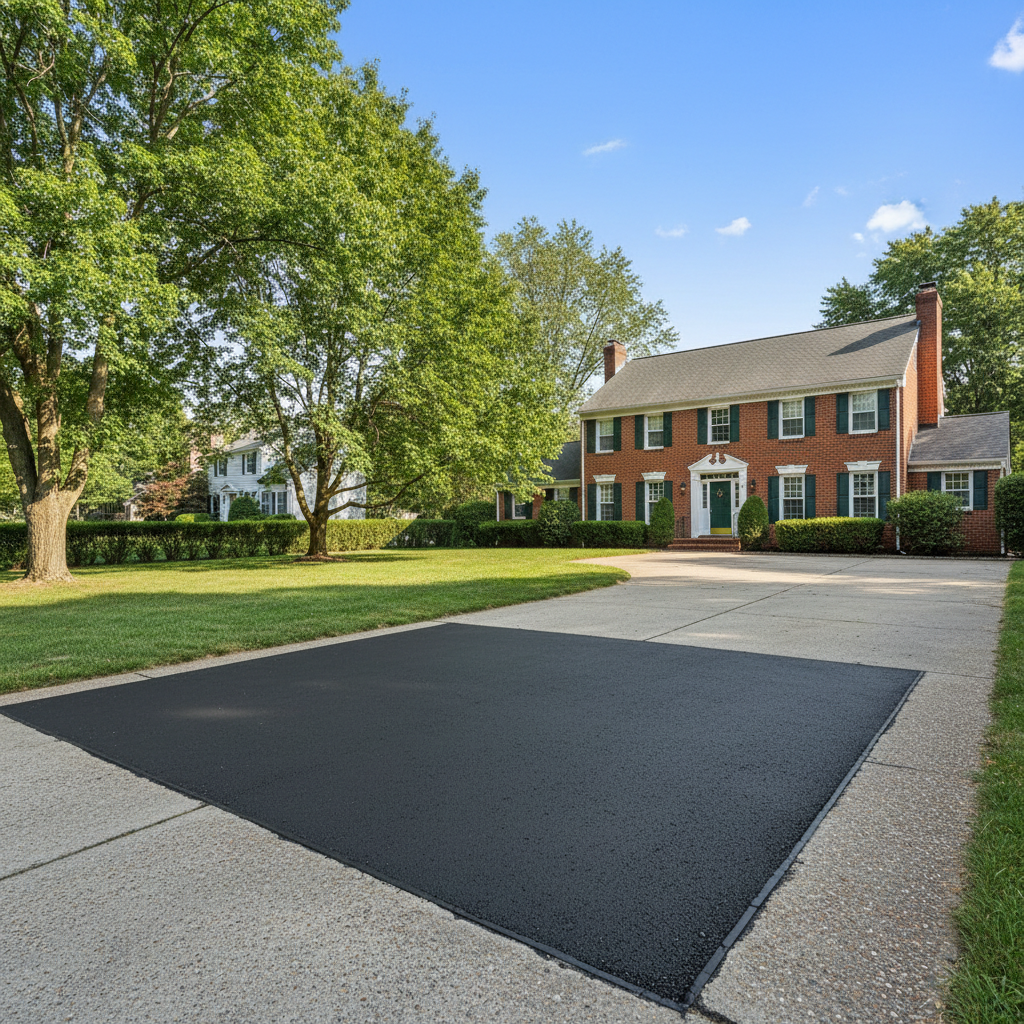 Completed asphalt patching work at a residential property in Jersey City, NJ
