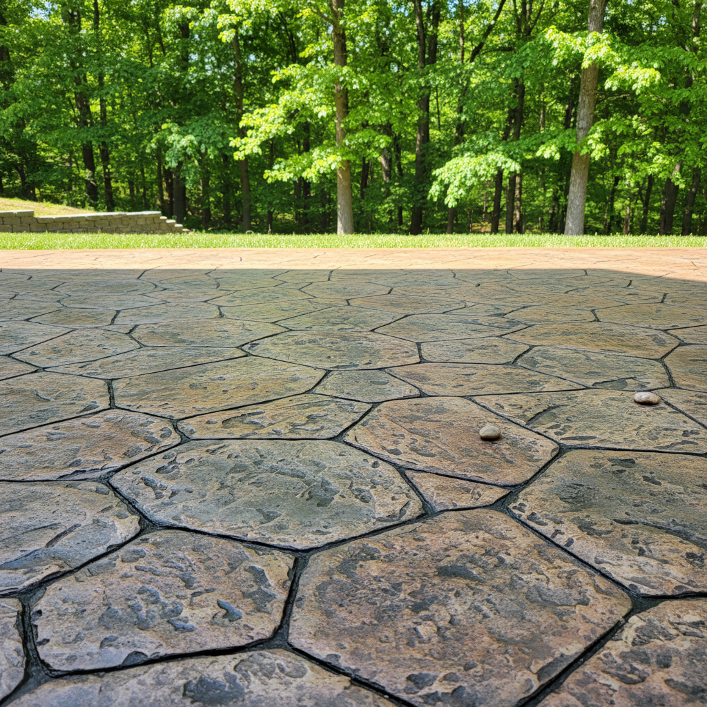 Completed stamped concrete work at a residential property in Lenoir, NC