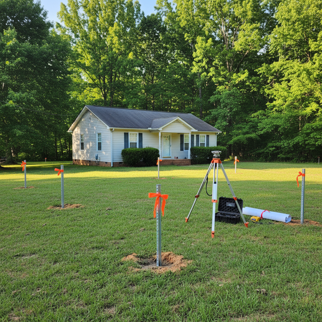 Completed flood elevation certificates work at a residential property in Fayetteville, NC