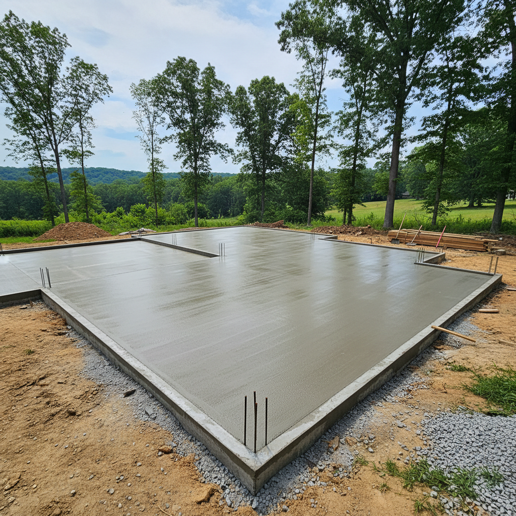 Completed concrete foundations work at a residential property in Akron, OH