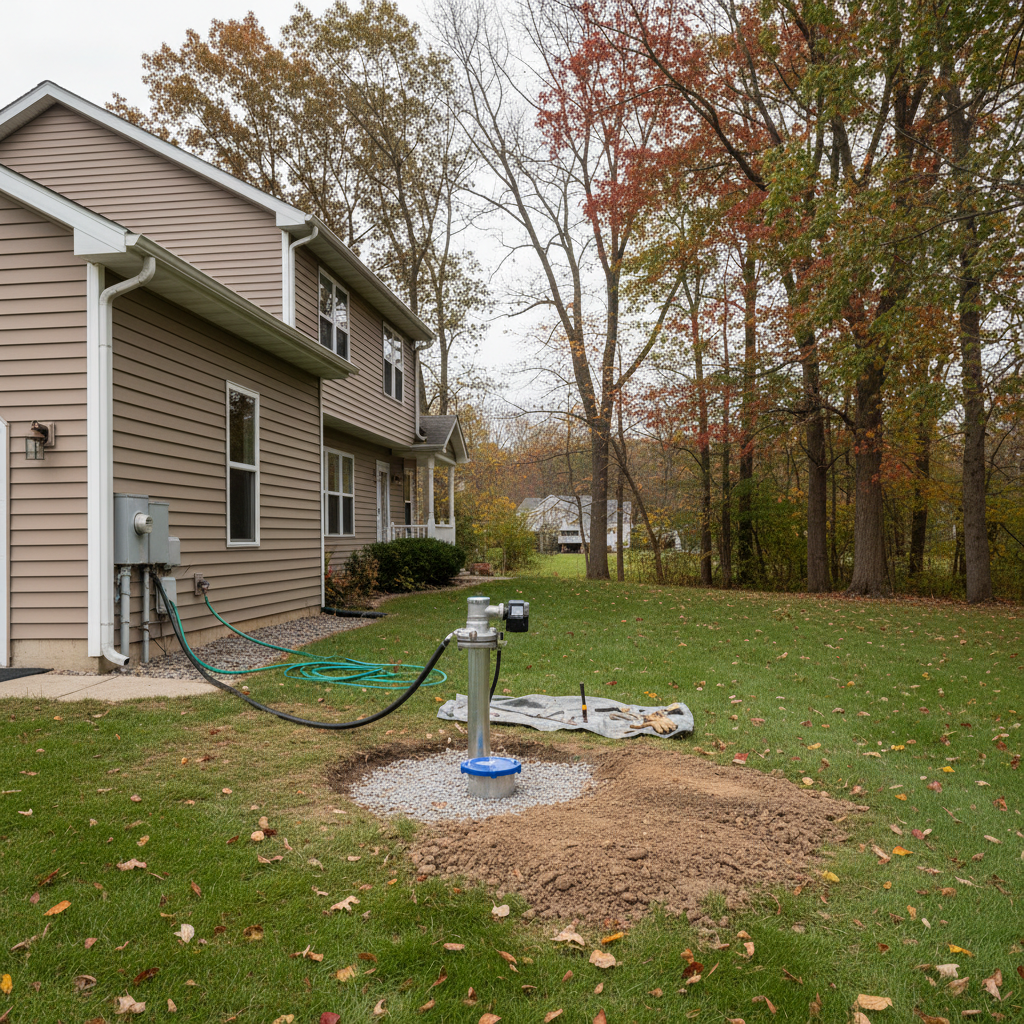 Completed pump repair work at a residential property in Akron, OH