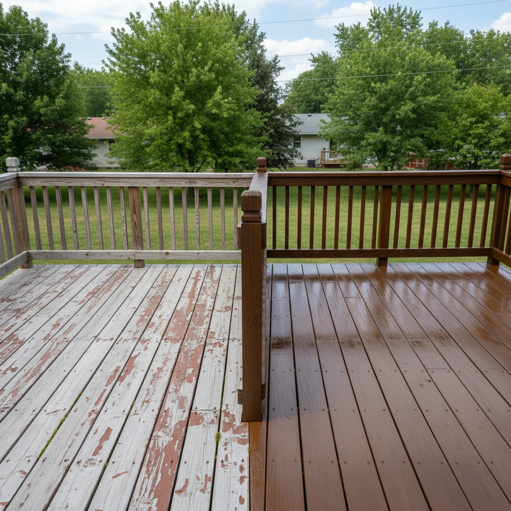 Completed deck painting & staining work at a residential property in Zanesville, OH
