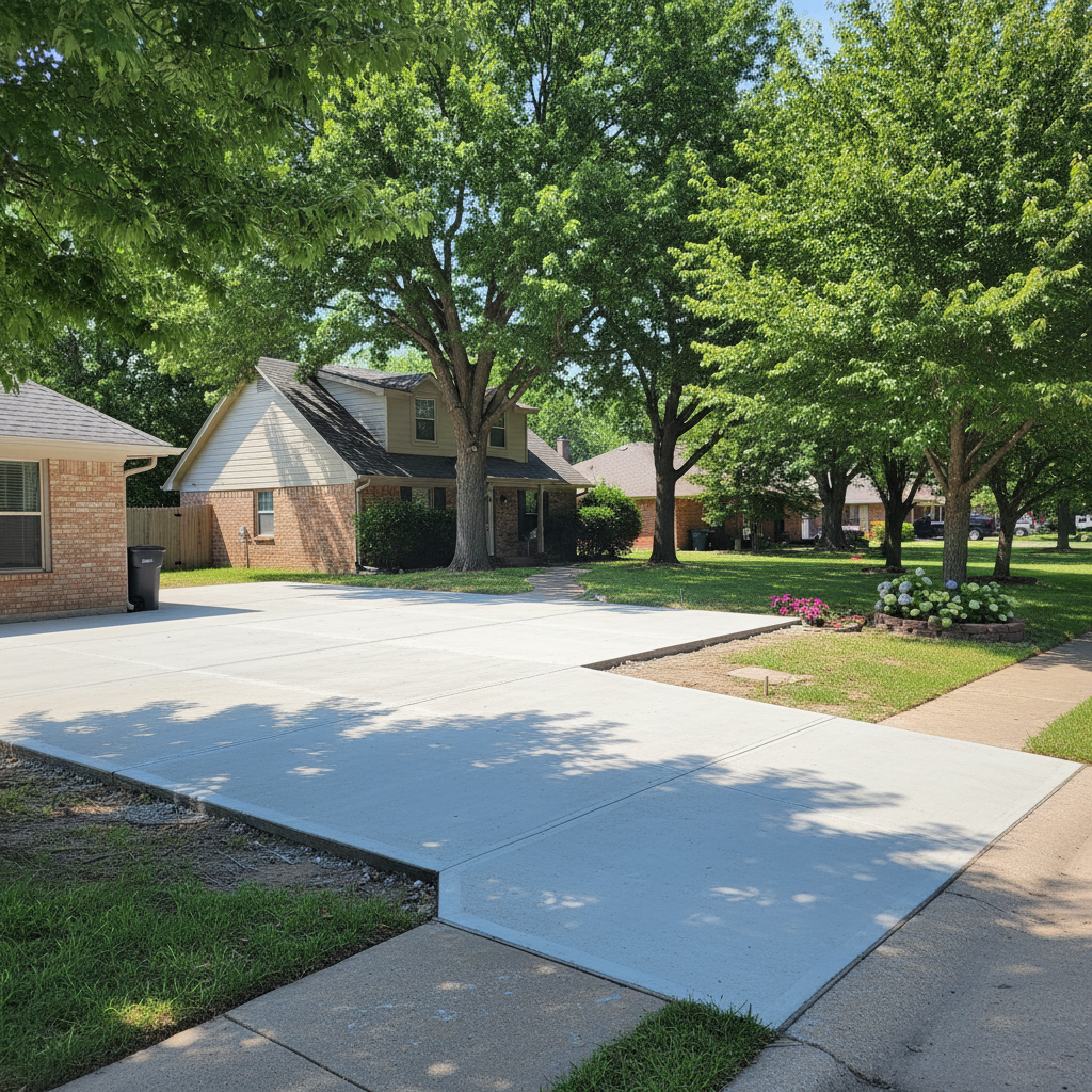 Completed concrete repair work at a residential property in Broken Arrow, OK