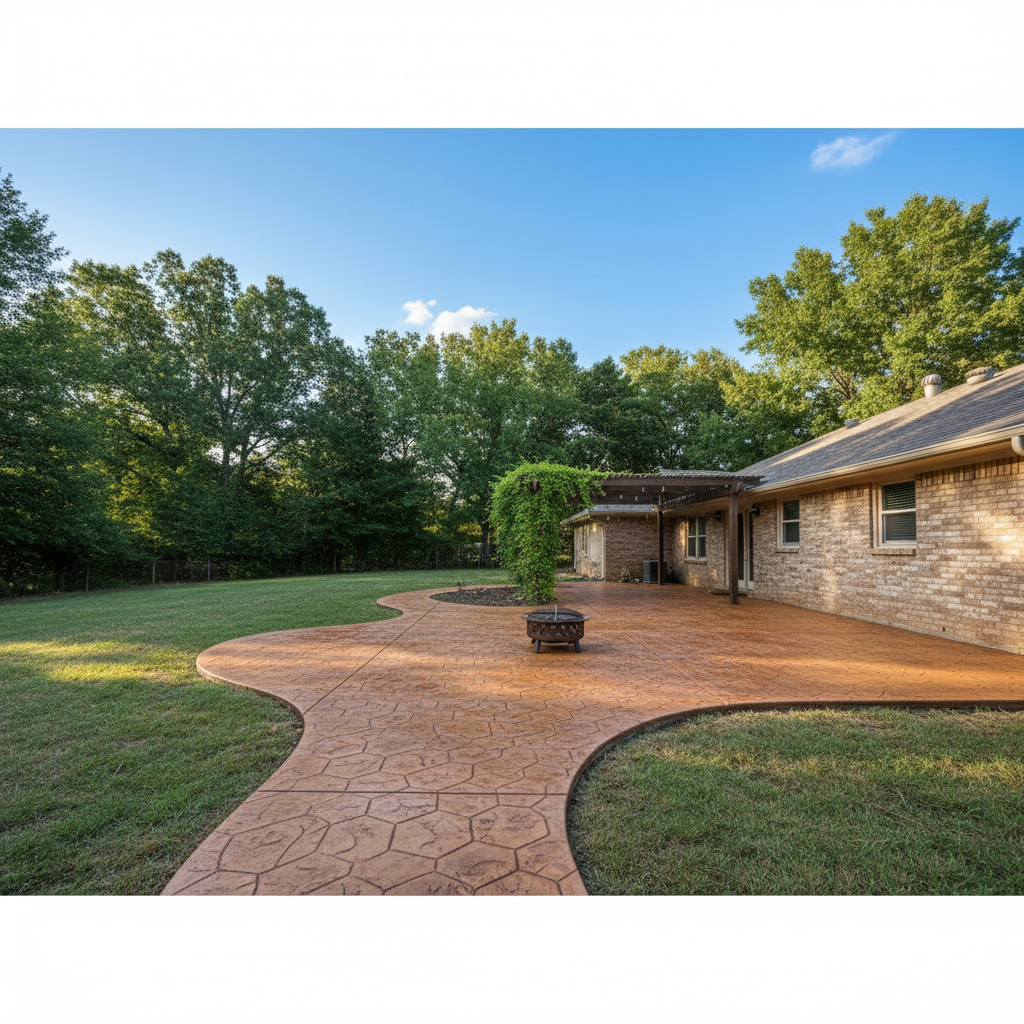 Completed decorative concrete work at a residential property in Broken Arrow, OK