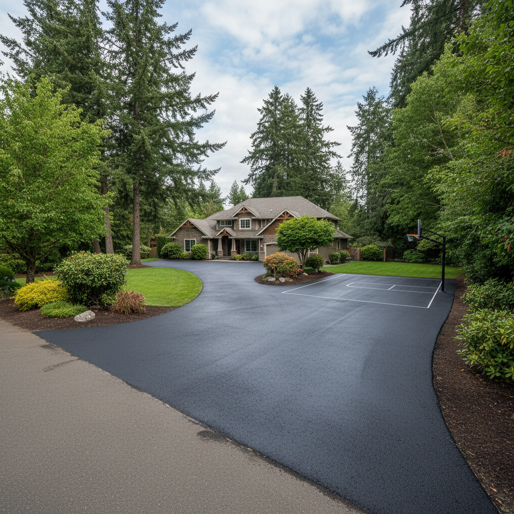 Completed slurry coating work at a residential property in Canby, OR