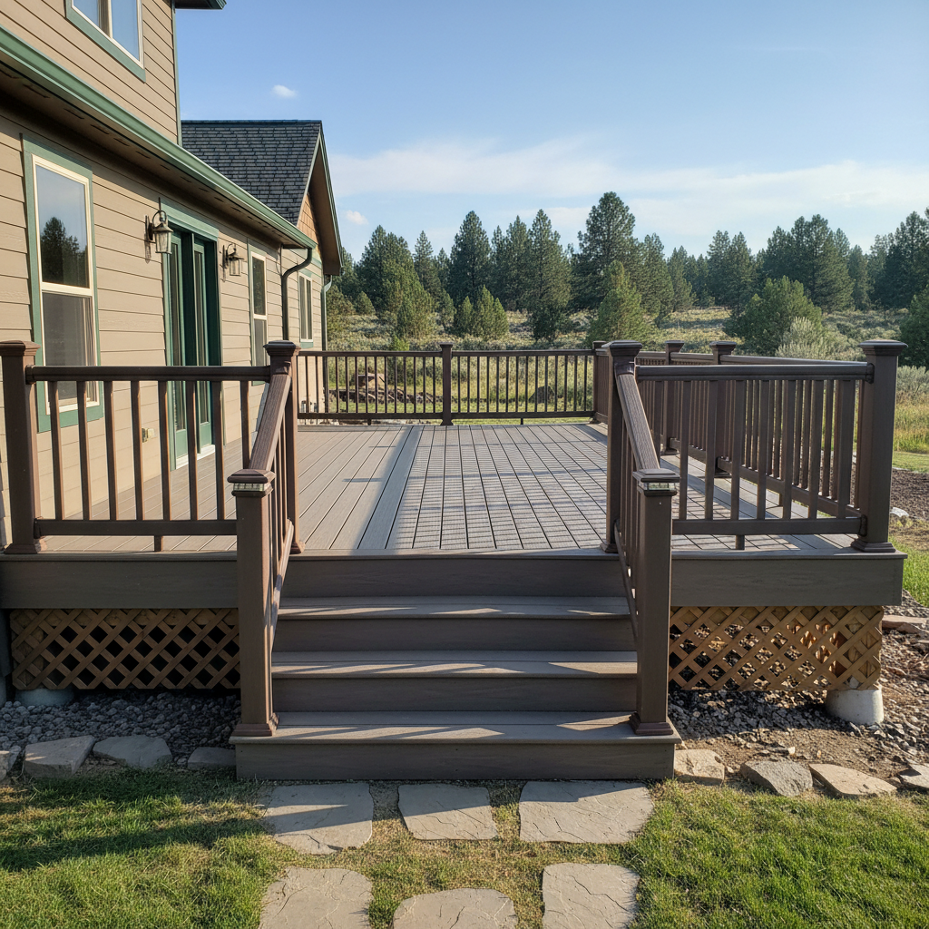 Completed trex decks work at a residential property in Bend, OR