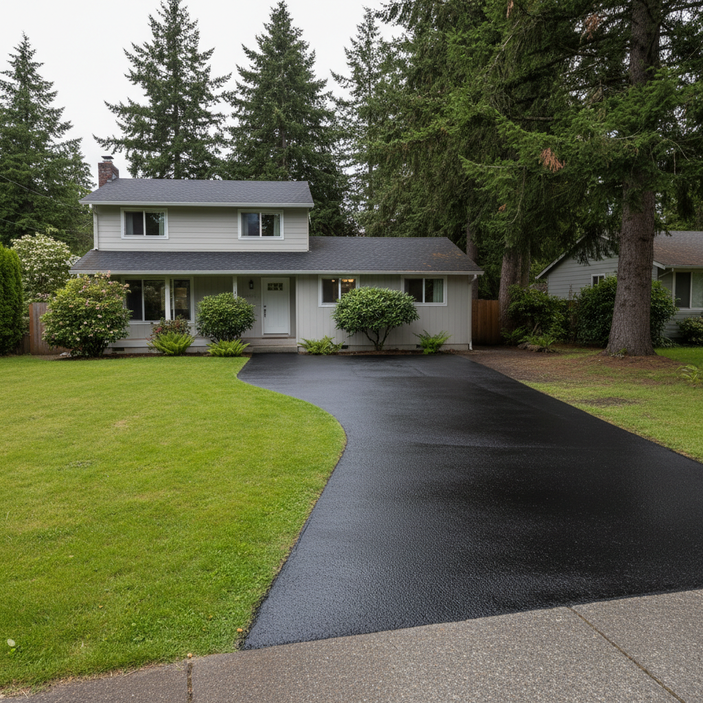 Completed slurry coating work at a residential property in Canby, OR