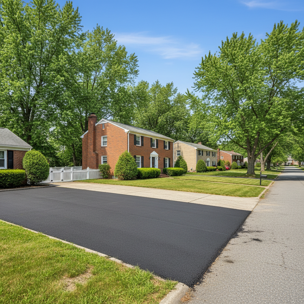 Completed asphalt patching work at a residential property in Folcroft, PA