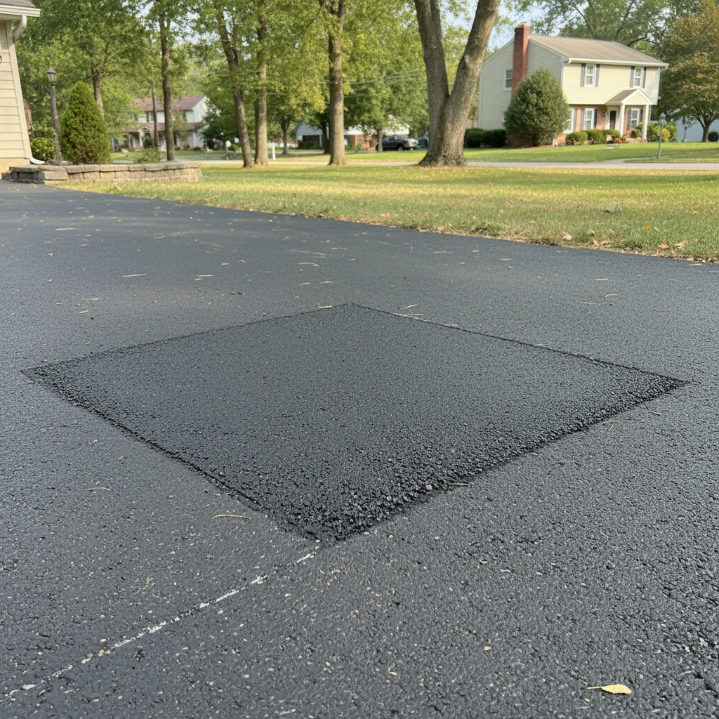 Completed asphalt patching work at a residential property in Folcroft, PA