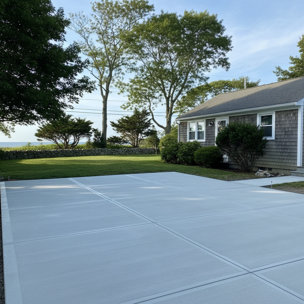 Completed concrete installation work at a residential property in Saunderstown, RI
