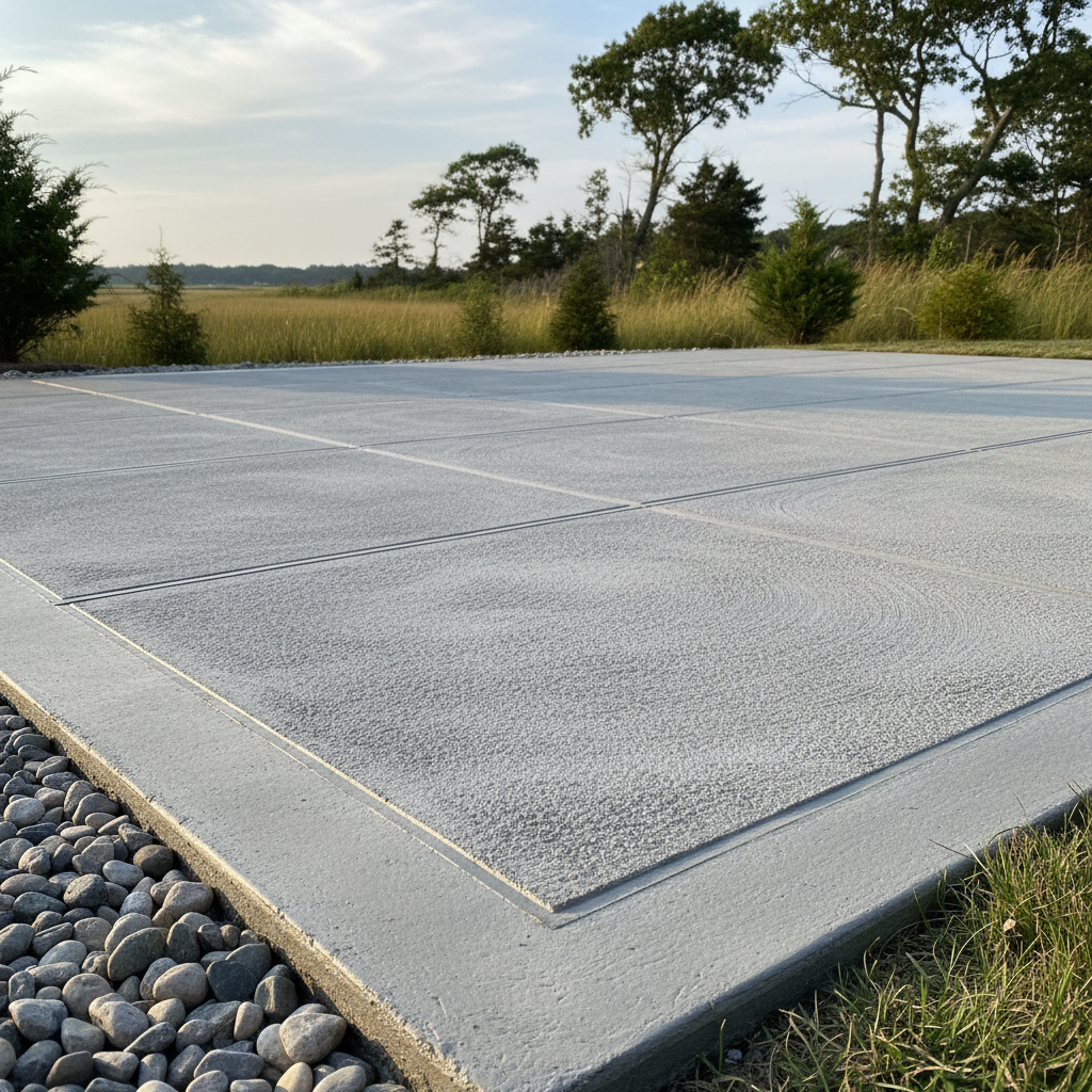Completed concrete installation work at a residential property in Saunderstown, RI