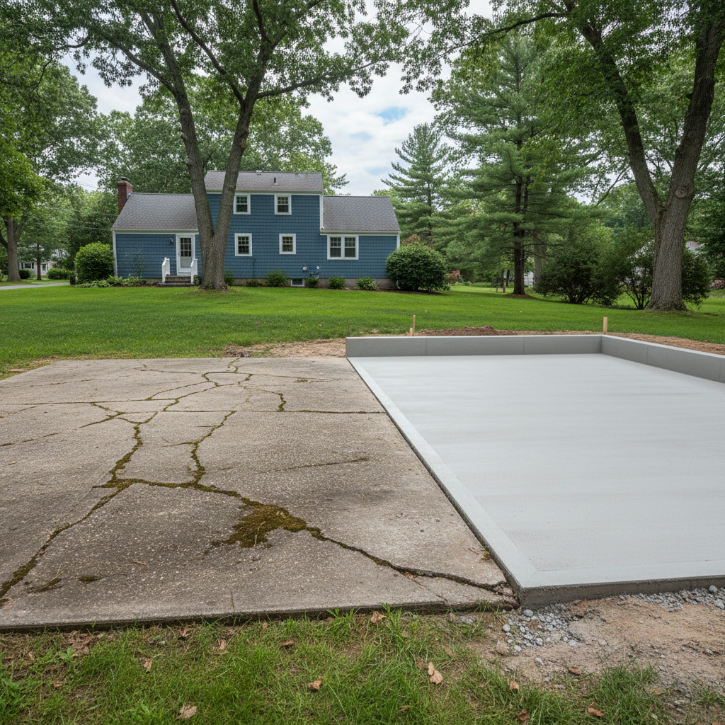 Completed concrete foundations work at a residential property in Barrington, RI