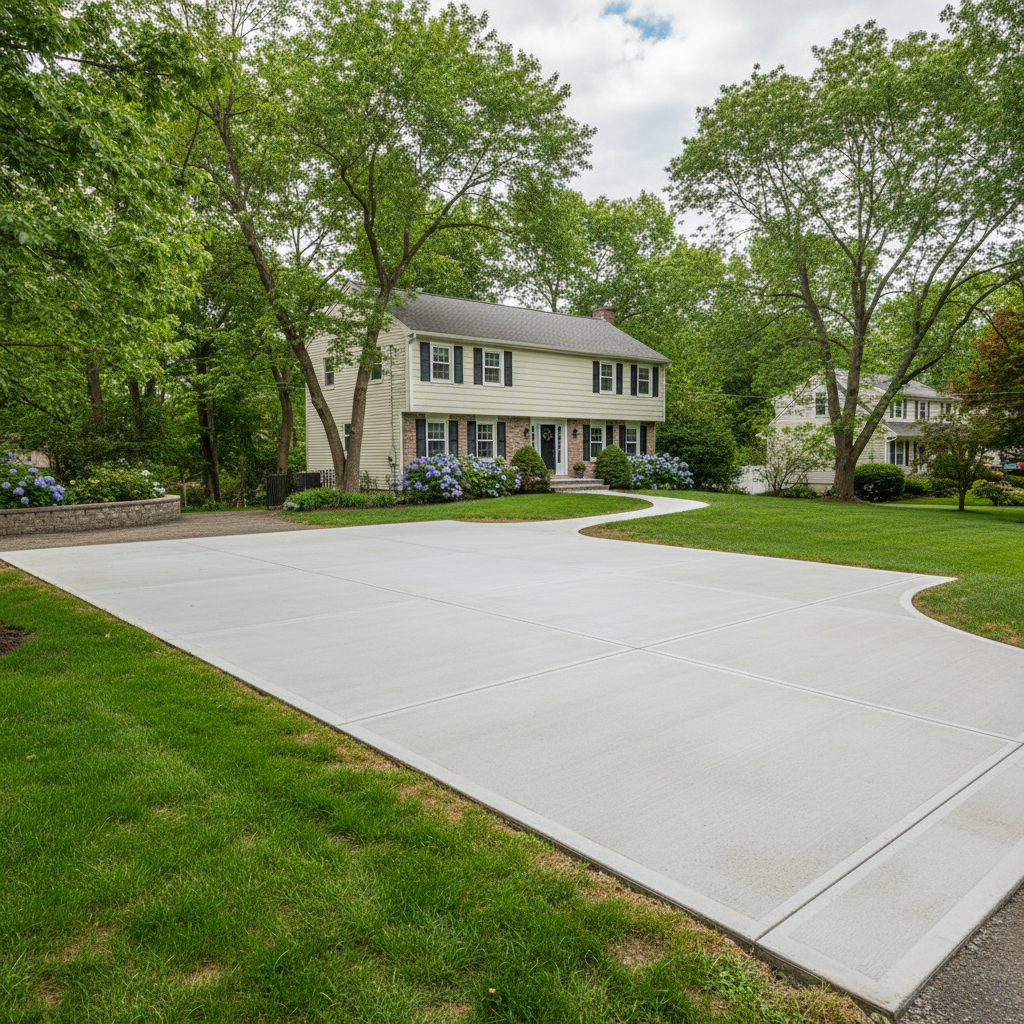 Completed concrete repair work at a residential property in Cranston, RI