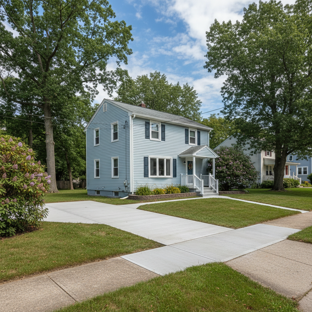 Completed concrete repair work at a residential property in Cranston, RI