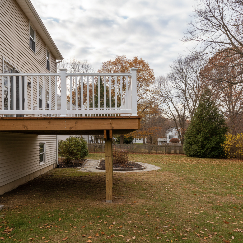 Completed deck repair work at a residential property in Cranston, RI