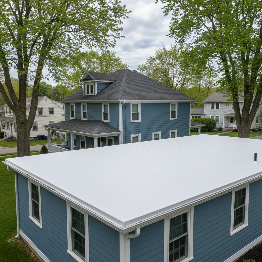 Completed commercial tpo roofing work at a residential property in Warwick, RI