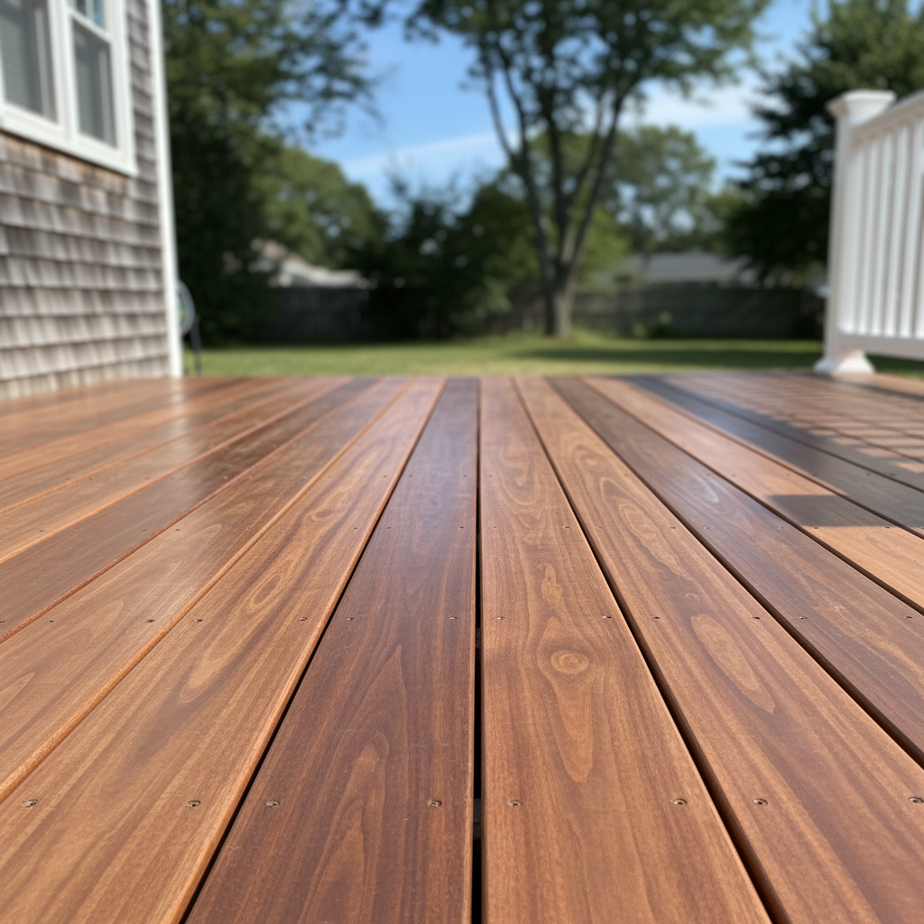 Completed deck construction work at a residential property in Providence, RI