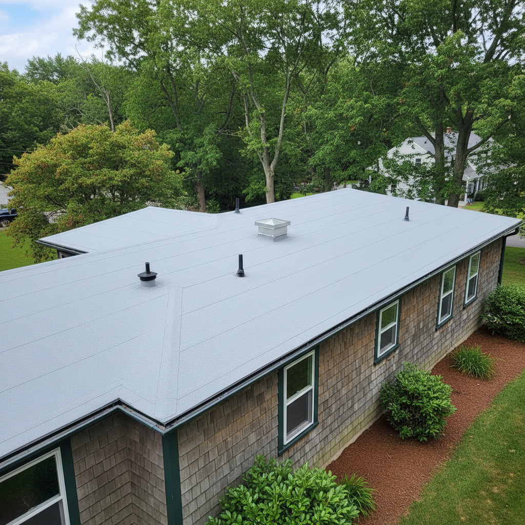 Completed flat roofing work at a residential property in North Providence, RI
