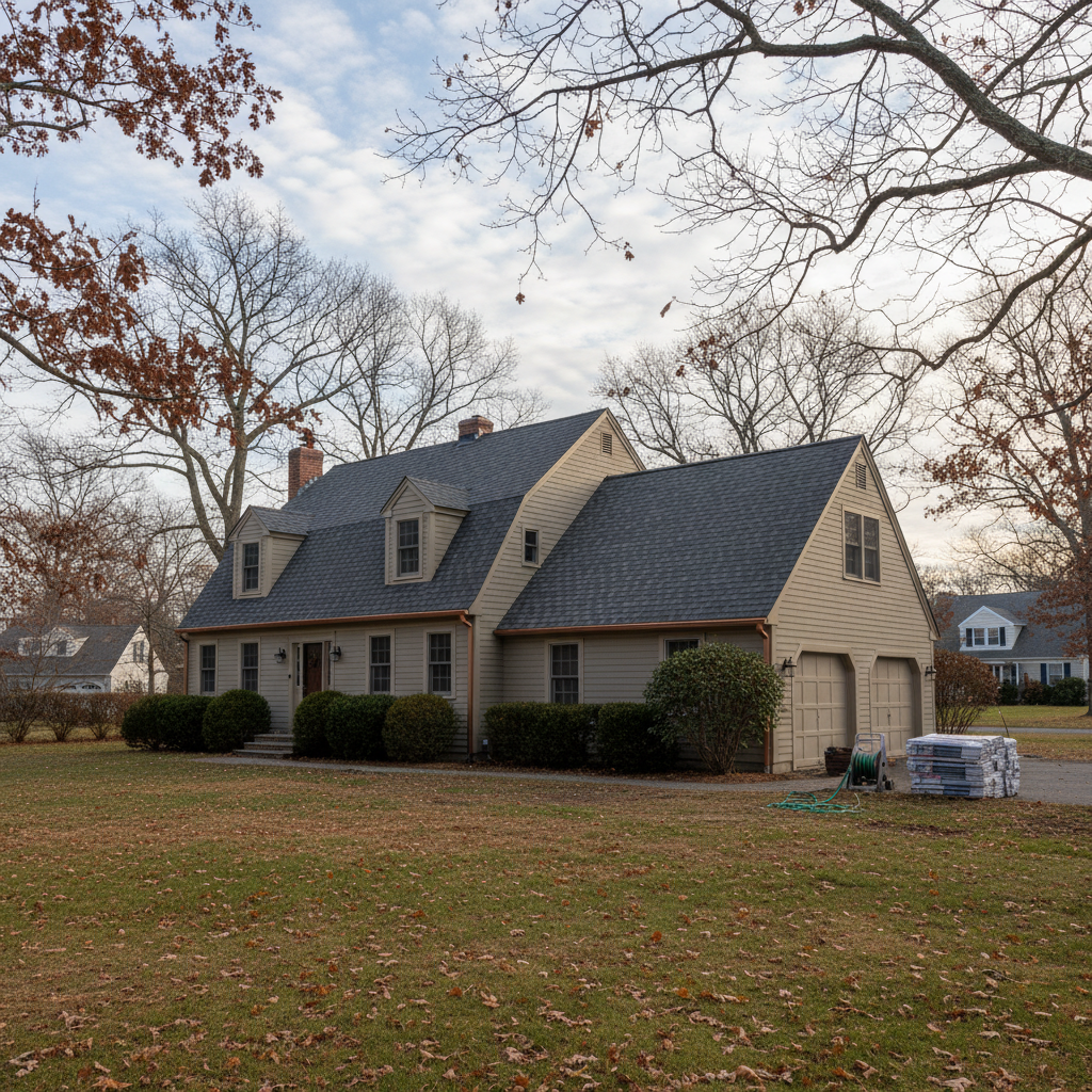 Completed roof replacement work at a residential property in Barrington, RI
