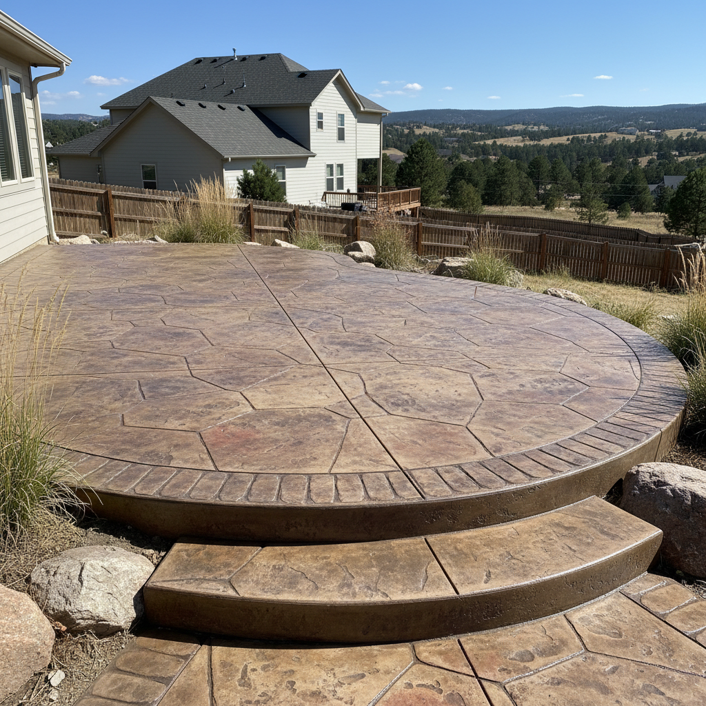 Completed stamped concrete work at a residential property in Rapid City, SD
